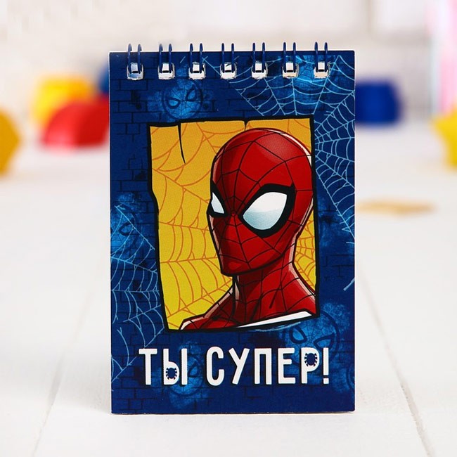 Блокнот на гребне «Человек-паук», 32 листа, А7 Блокнот на гребне «Человек-паук», 32 листа, А7