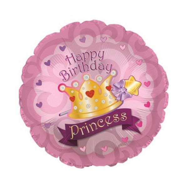 Фольгированный шар-круг «Happy Birthday Princess», 46 см Фольгированный шар-круг «Happy Birthday Princess», 46 см