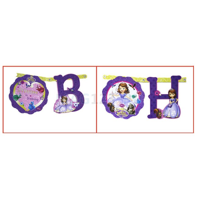 Гирлянда-буквы на люверсах, HAPPY BIRTDAY Принцесса София Гирлянда-буквы на люверсах, HAPPY BIRTDAY Принцесса София