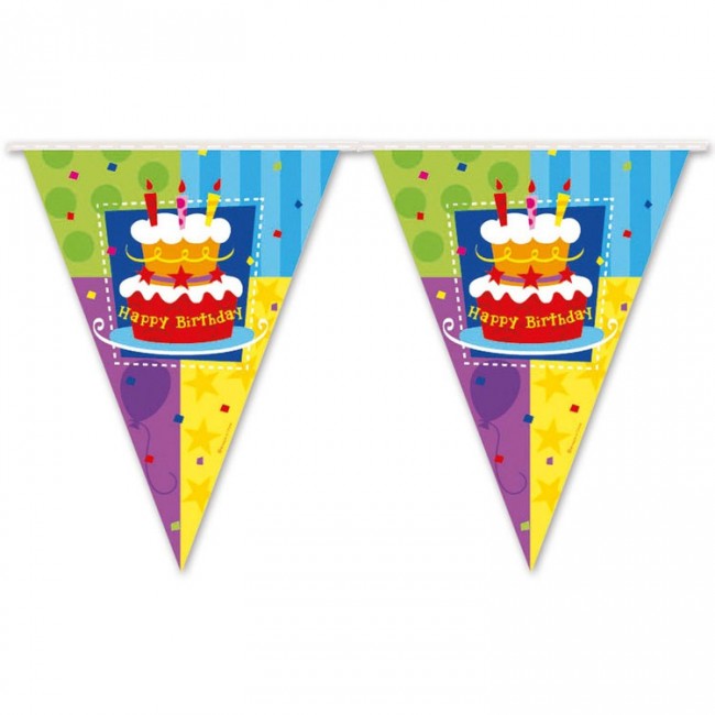 Гирлянда-флажки полиэтиленовая «Торт Birthday», 360 см Гирлянда-флажки полиэтиленовая «Торт Birthday», 360 см