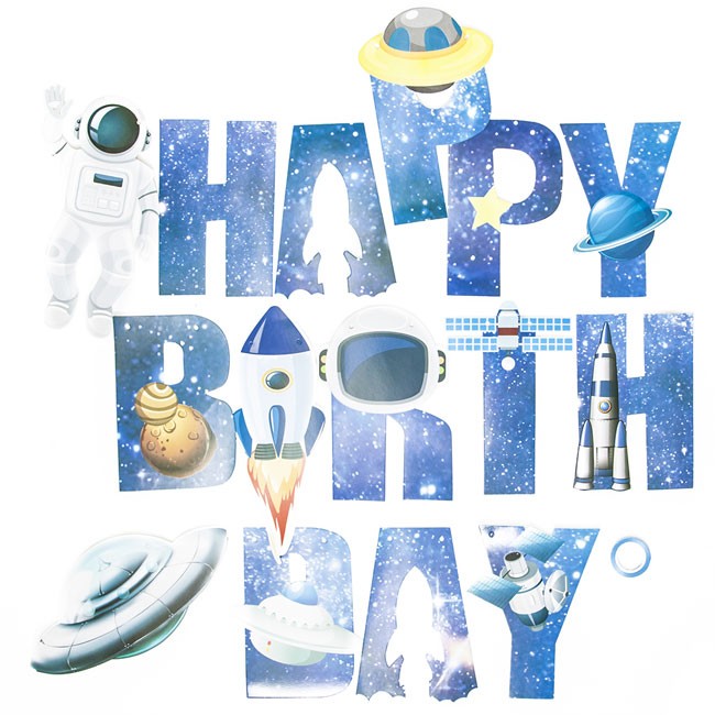Гирлянда на ленте «Happy Birthday» Космос, Космонавт, Ракета, 200 см Гирлянда на ленте «Happy Birthday» Космос, Космонавт, Ракета, 200 см