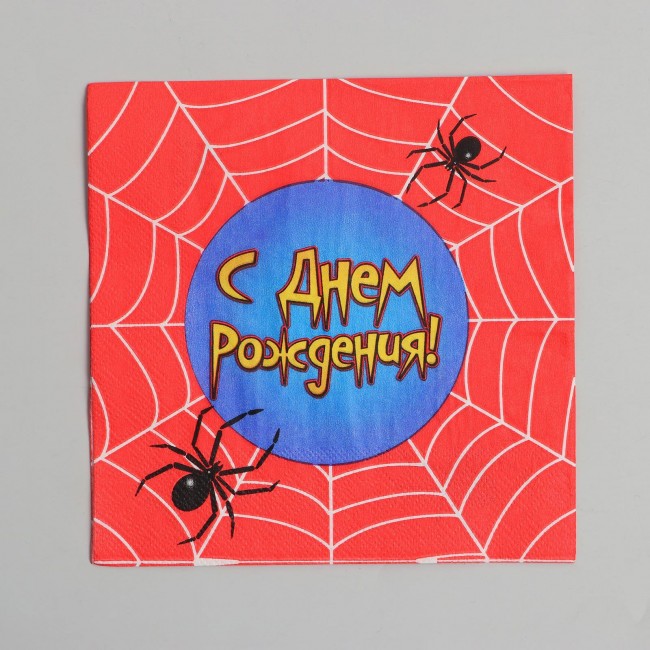 Набор бумажных салфеток «С Днем рождения!», Паутина, 33 Х 33 см (20 шт.) Набор бумажных салфеток «С Днем рождения!», Паутина, 33 Х 33 см (20 шт.)