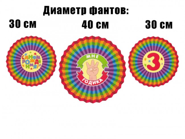 Набор фантов «С Днем рождения!» 3 Годика 30-40см (3шт) Набор фантов «С Днем рождения!» 3 Годика 30-40см (3шт)