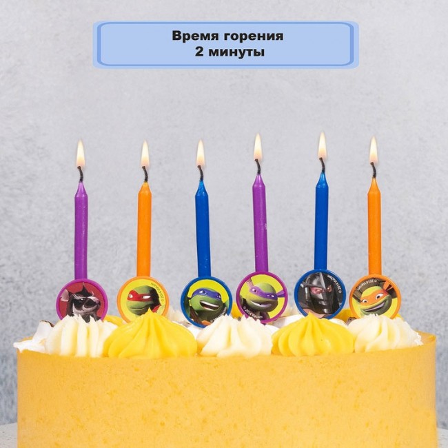 Набор свечей для торта Черепашки Ниндзя (6 шт) Набор свечей для торта Черепашки Ниндзя (6 шт)