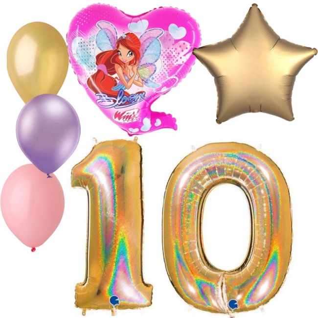 Набор воздушных шаров Винкс, Winx на 10 лет Набор воздушных шаров Винкс, Winx на 10 лет