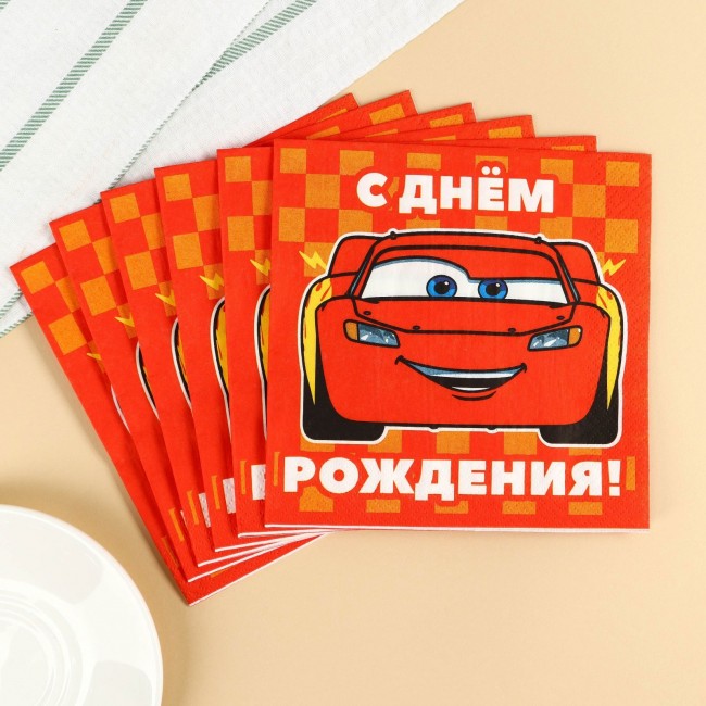 Салфетки бумажные Тачки, 33х33 см, 20 шт., 3-х слойные Салфетки бумажные Тачки, 33х33 см, 20 шт., 3-х слойные