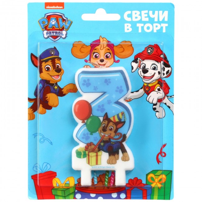 «Щенячий патруль»свеча-цифра «3» «Щенячий патруль»свеча-цифра «3»