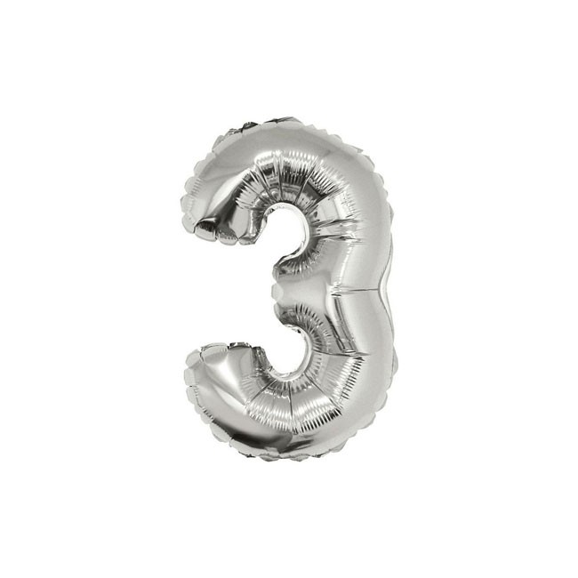 Шар-цифра фольгированный «3» Серебро, 41 см Шар-цифра фольгированный «3» Серебро, 41 см