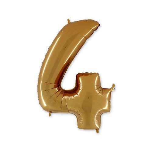 Шар-цифра фольгированный «4», Gold/ Золото античное, 102 см Шар-цифра фольгированный «4», Gold/ Золото античное, 102 см