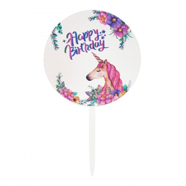 Топпер пластиковый «Happy Birthday» Единорог Топпер пластиковый «Happy Birthday» Единорог