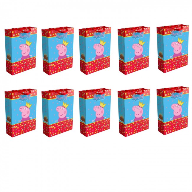 Набор бумажных пакетов «Свинка Пеппа принцесса», 23 Х 18 Х 10 см, 10 шт