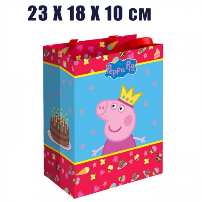 Набор бумажных пакетов «Свинка Пеппа принцесса», 23 Х 18 Х 10 см, 10 шт