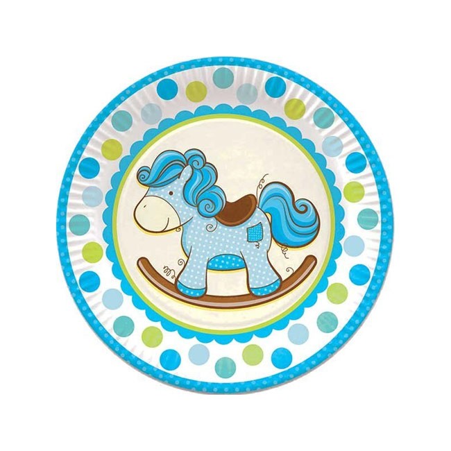 Набор бумажных тарелок «Лошадка Малыш», цвет голубой, 23 см (6 шт)