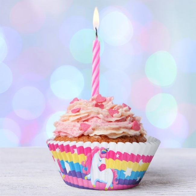 Набор формочек для выпекания кексов Единорог, «С Днем рождения» (24шт)