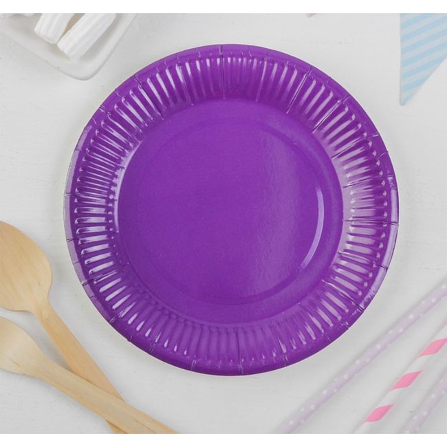 Набор бумажных фиолетовых тарелок, 18 см (6 шт)