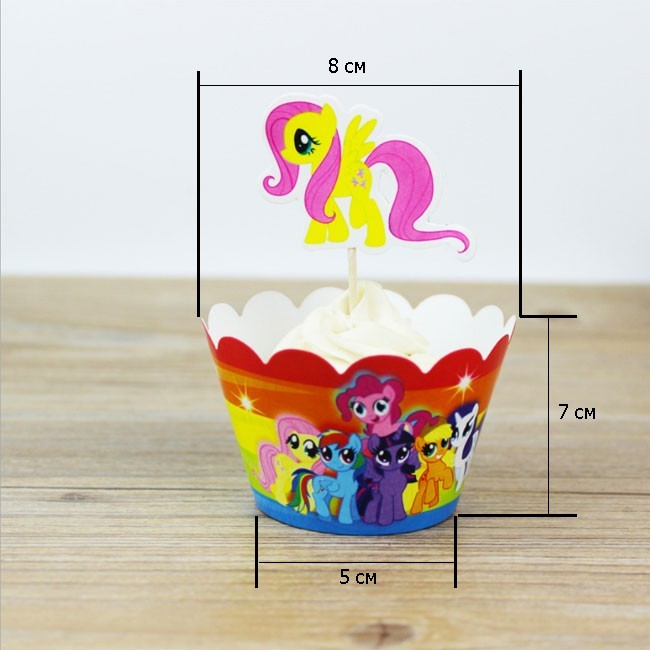 Набор: обертки для кексов и украшения для шпажек канапе Little Pony, 12 шт