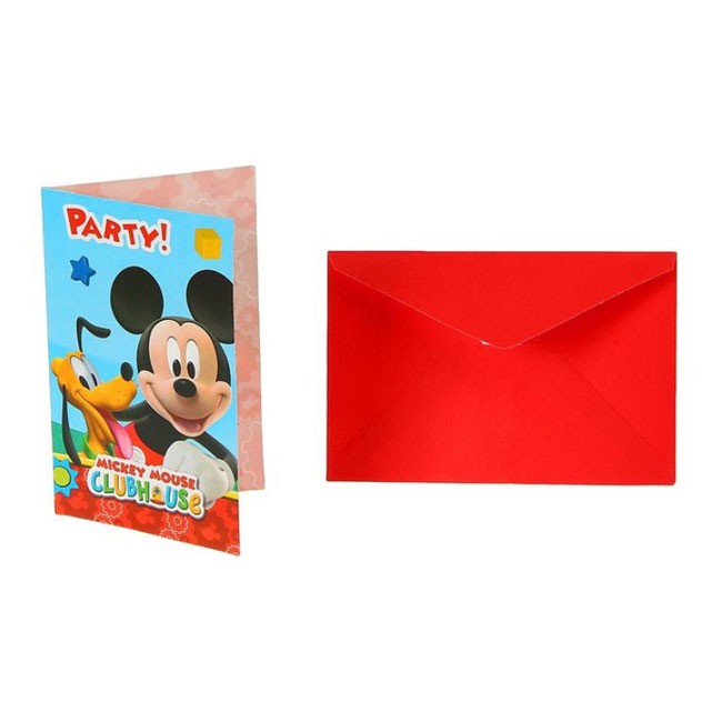 Набор приглашений с конвертами «Микки Маус» (6 шт)