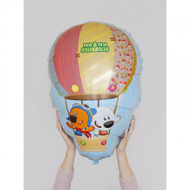 Шар-фигура, фольгированный «Ми-ми-мишки на воздушном шаре», 66 Х 43 см