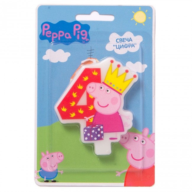 Свеча для торта Свинка Пеппа «Свеча цифра «4», Peppa Pig